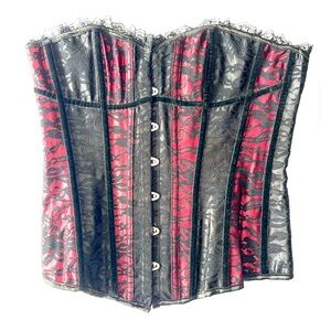 Red and Black Lace Corset M-L